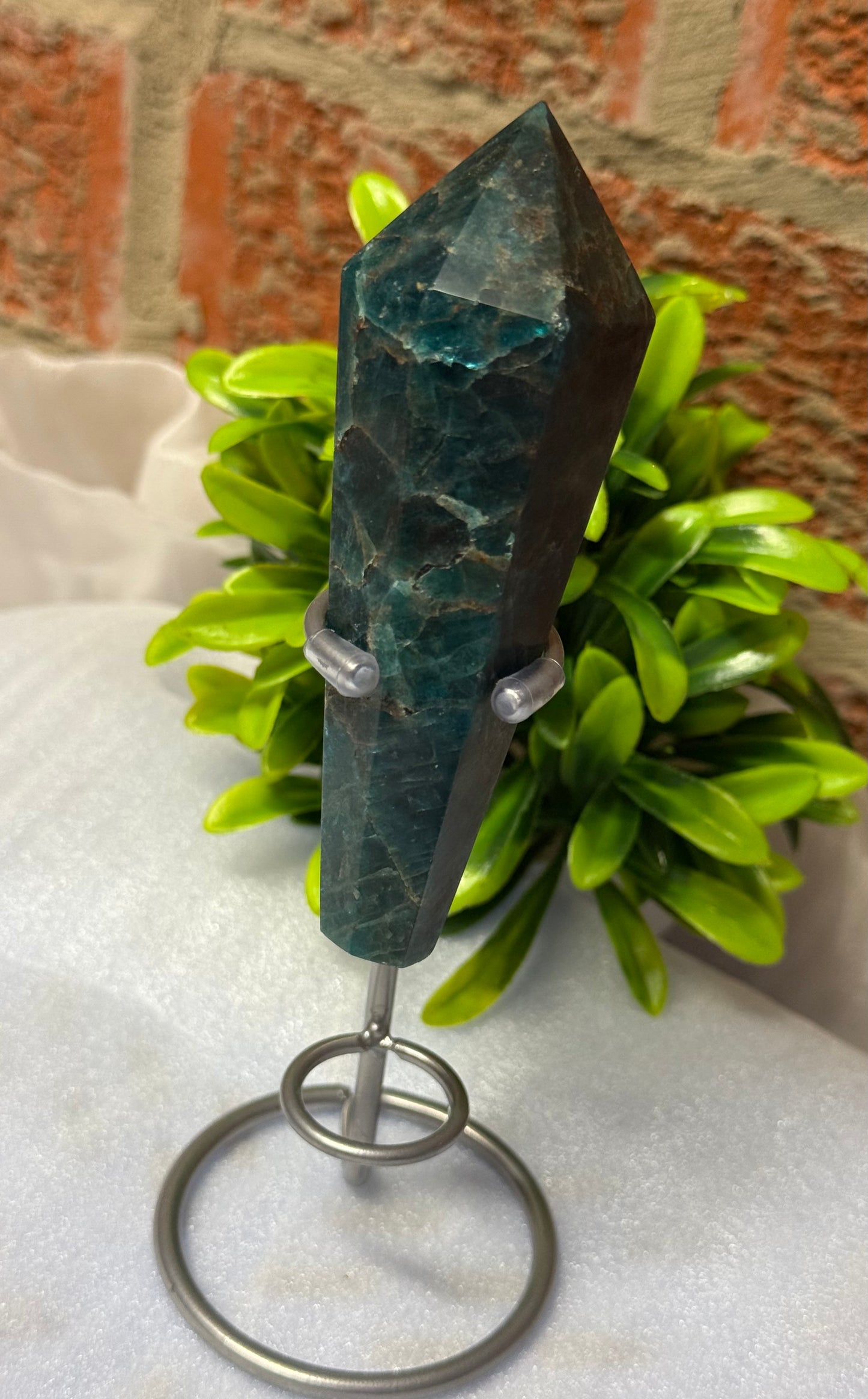 Blue Apatite Wands on stand