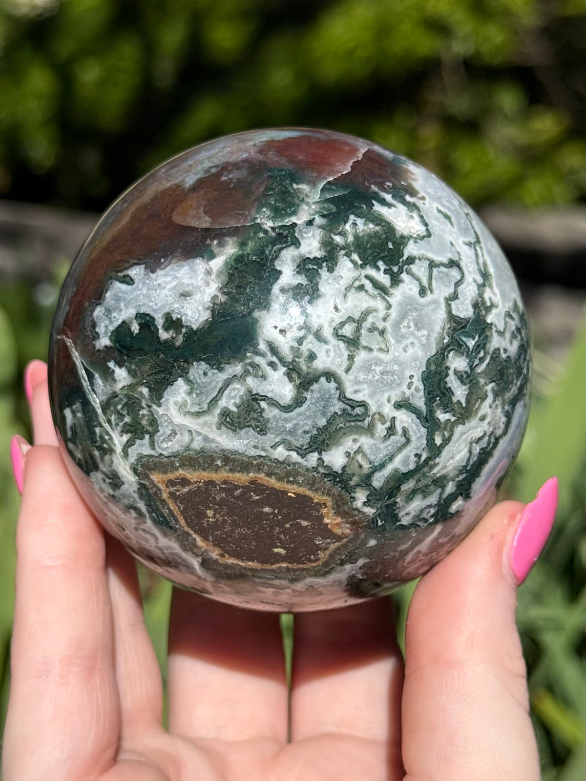 Moss Agate with Ocean Jasper Sphere