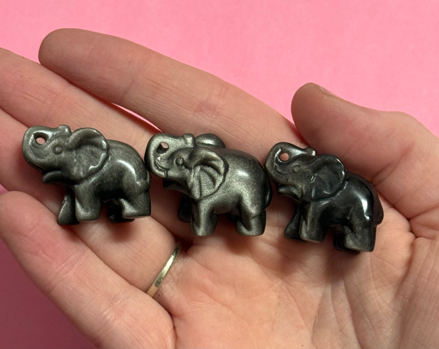 Silver Sheen Obsidian Elephant