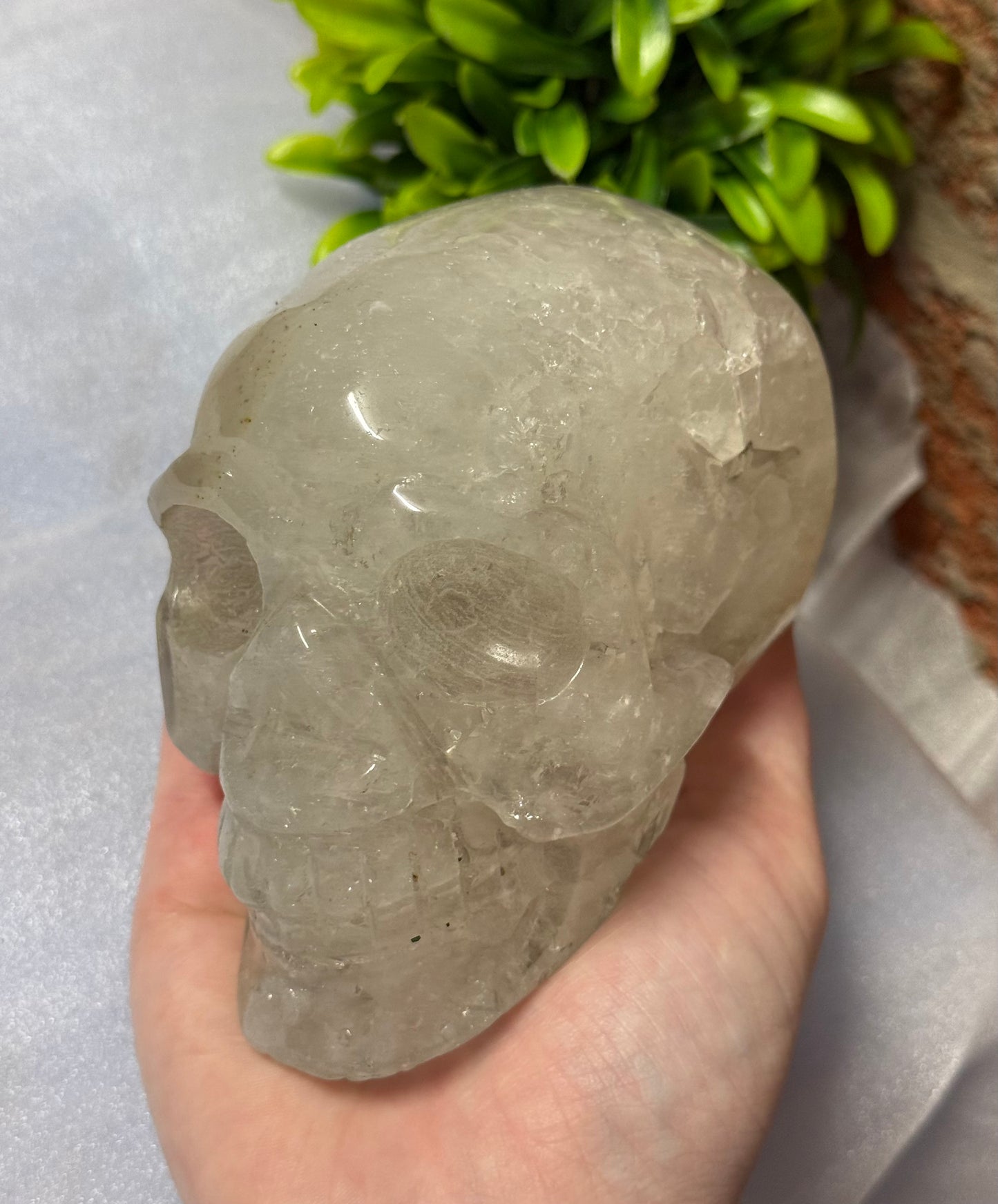 Brazil Quartz with Agate Skull