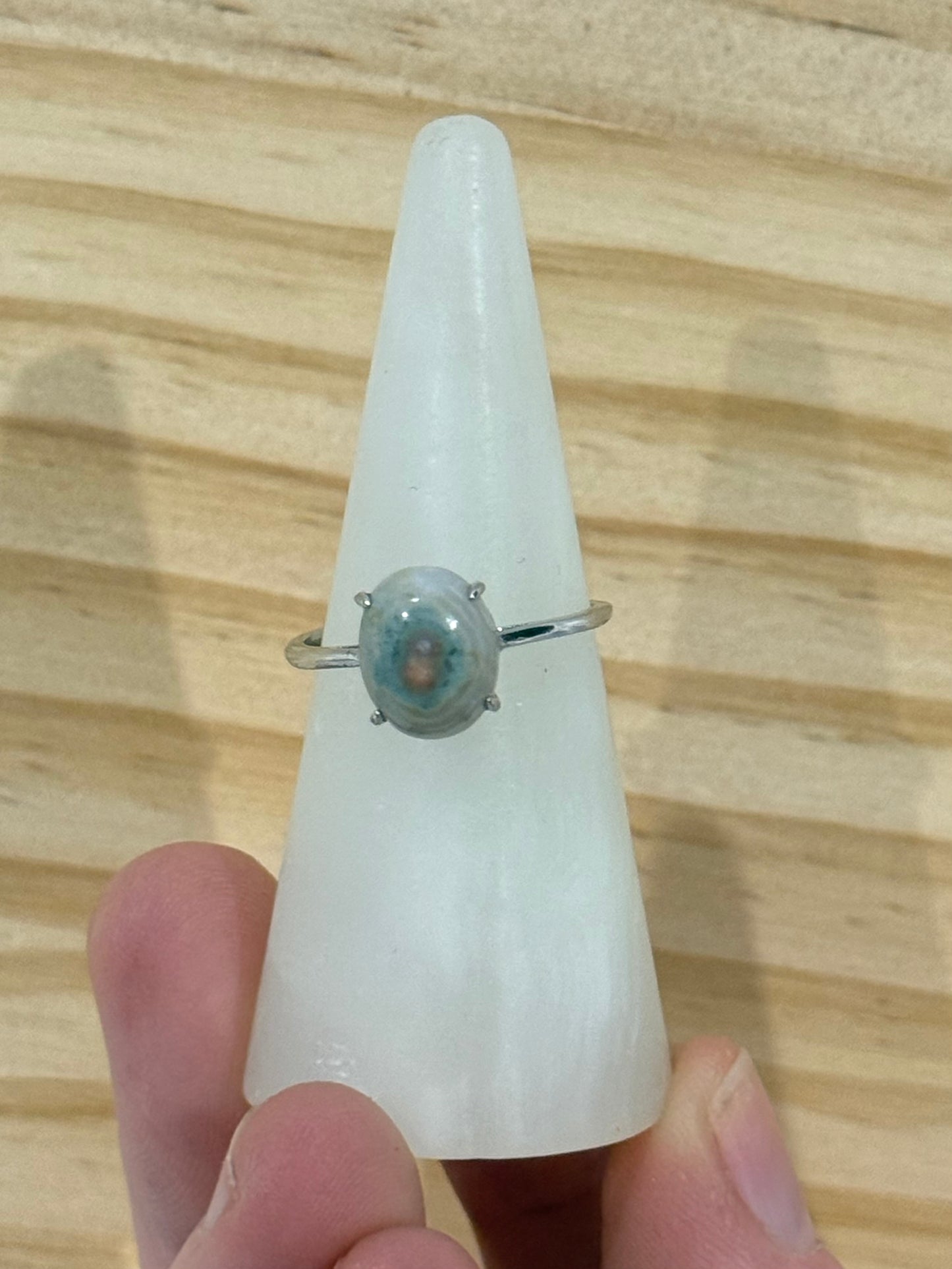 S925 Adjustable Ocean Jasper Rings