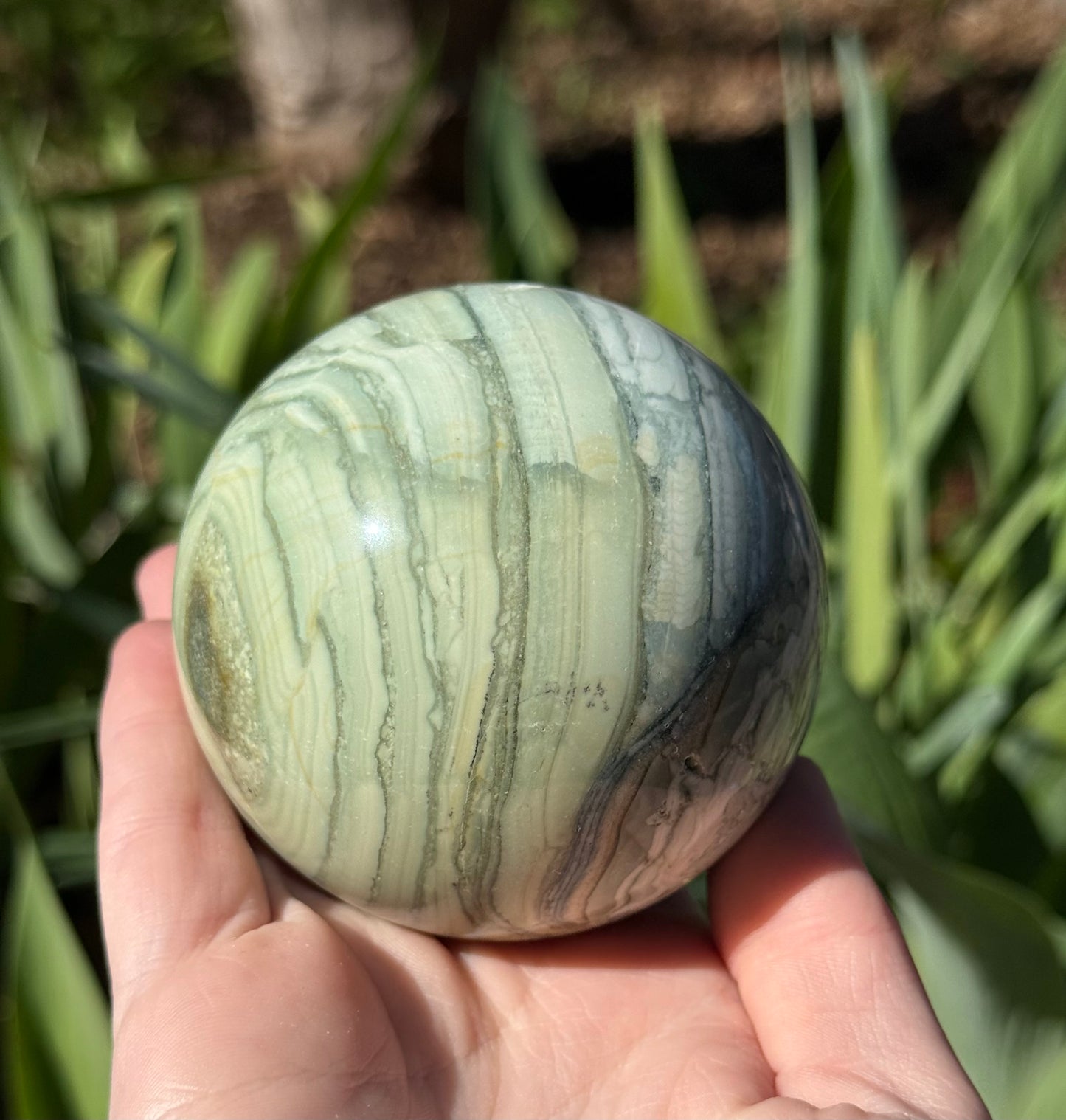 Banded Green Jasper Sphere