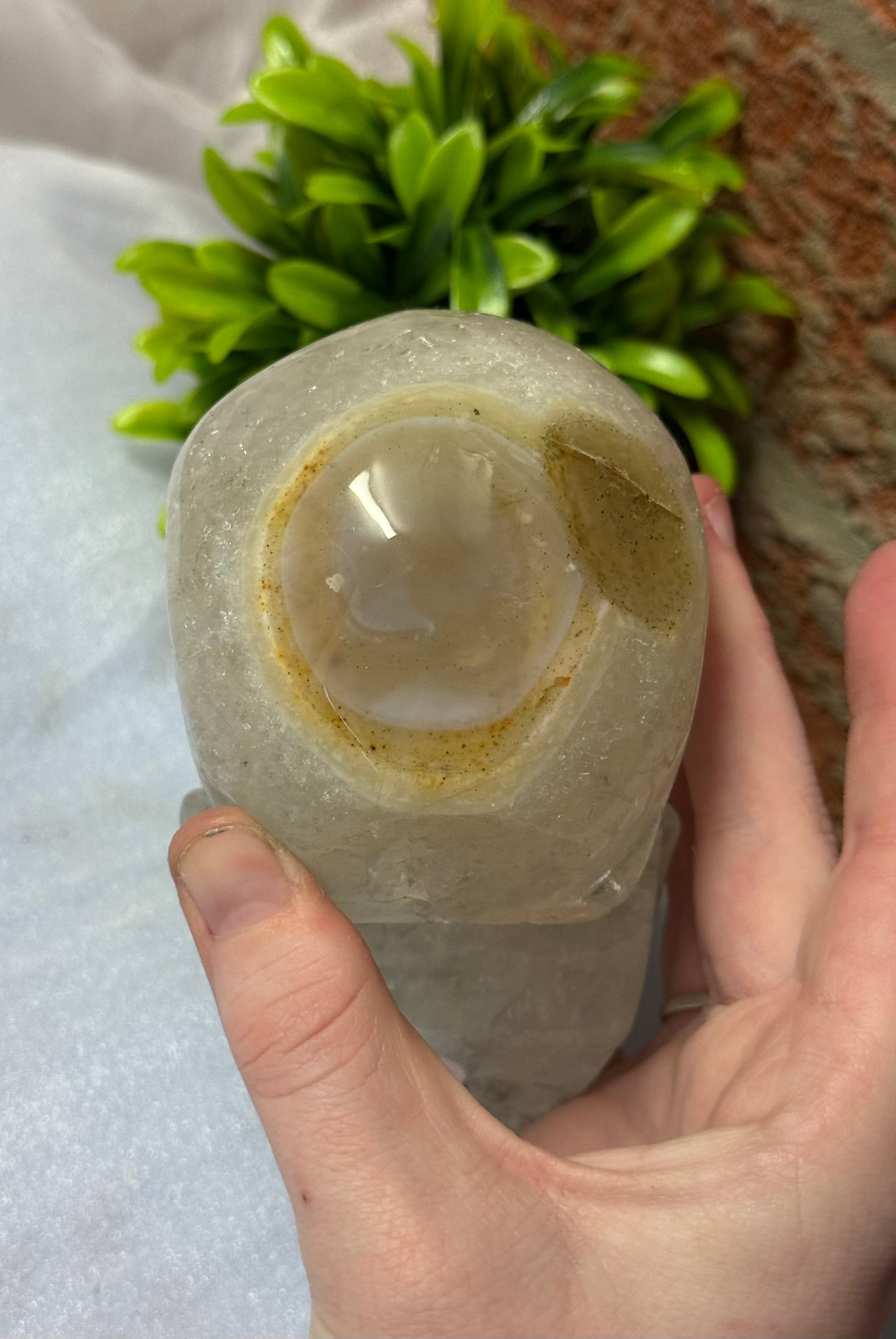 Brazil Quartz with Agate Skull