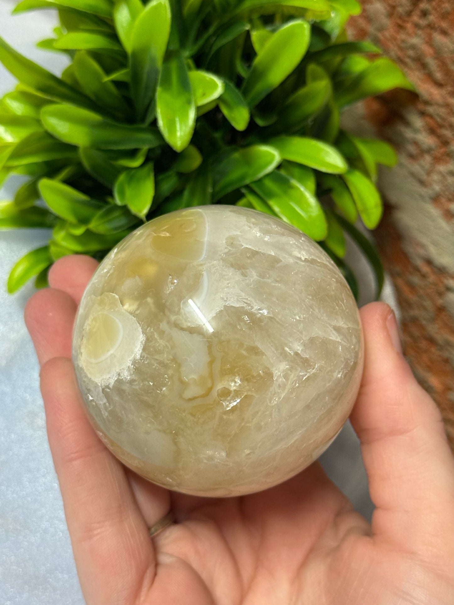 Brazil Agate with Quartz Sphere