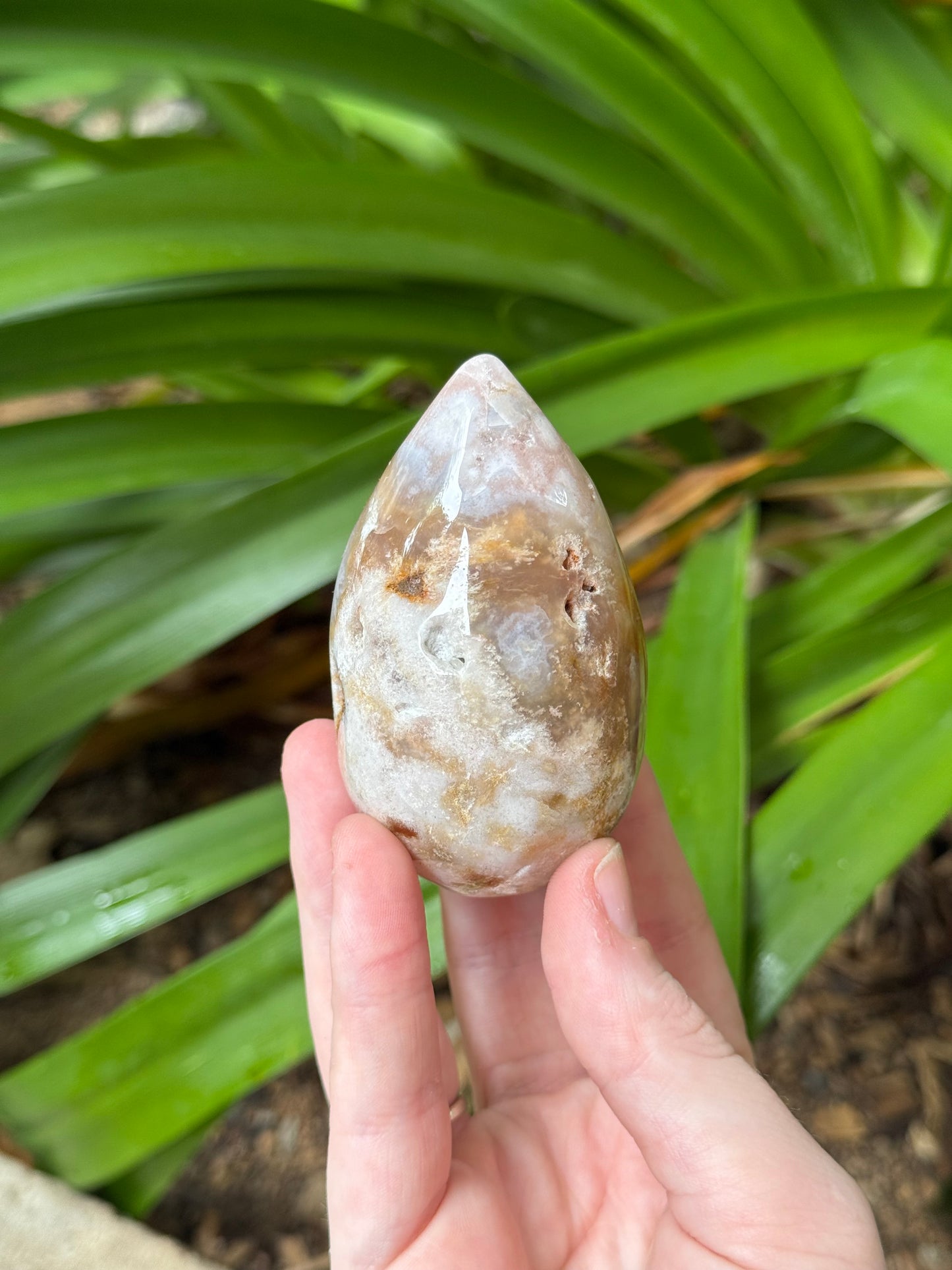 Pink Amethyst with Flower Agate Eggs