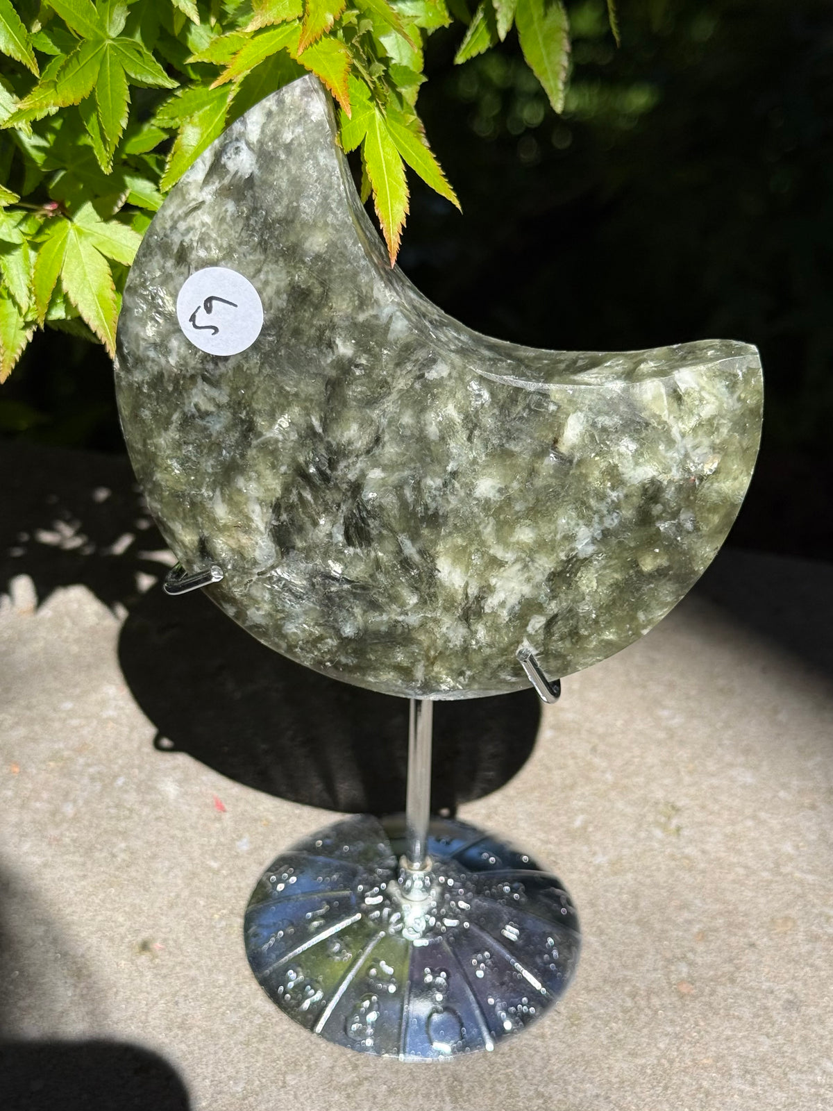Green Mica Moon on Stand