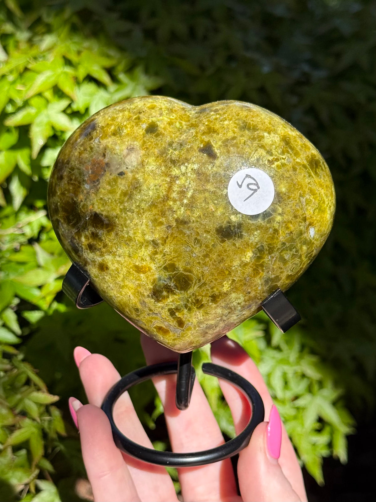 Green Opal Heart on Stand