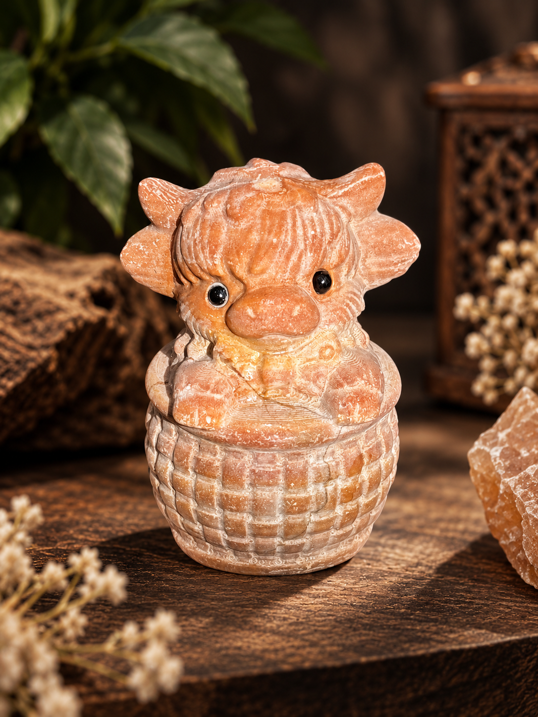 Highland Cow in Basket Carving