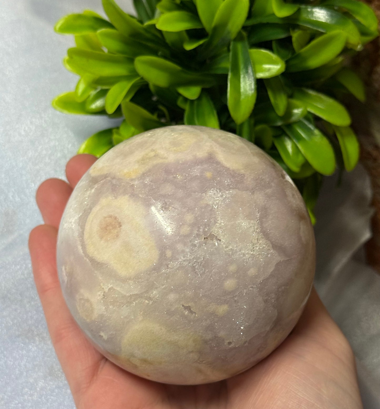 Pink/Purple Amethyst with Flower Agate Sphere