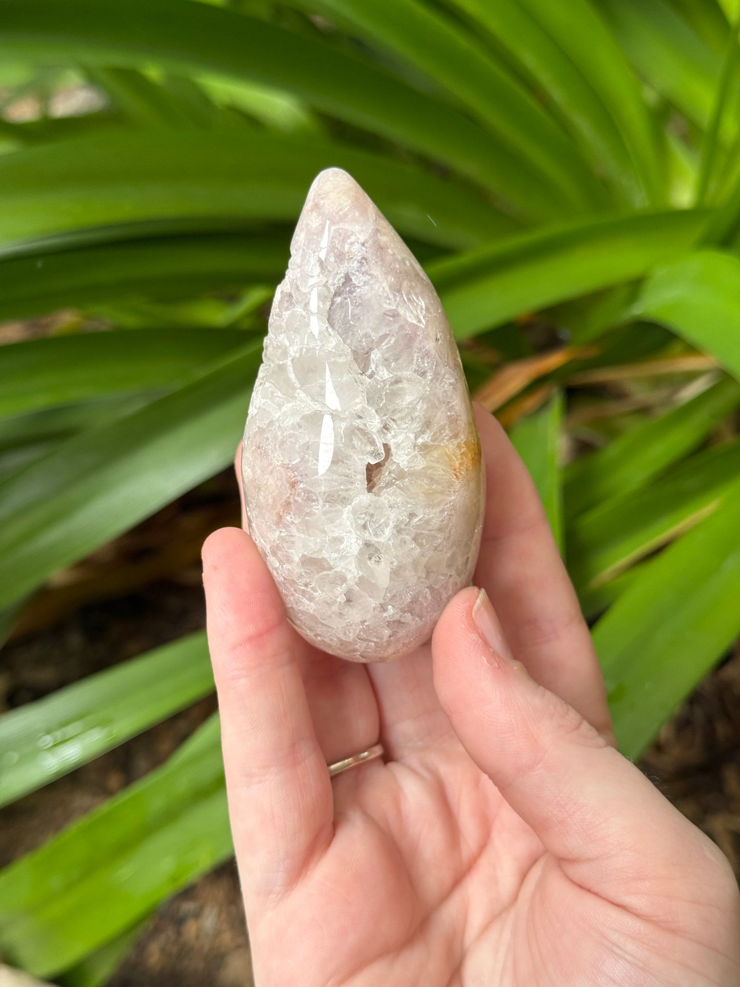Pink Amethyst with Flower Agate Eggs
