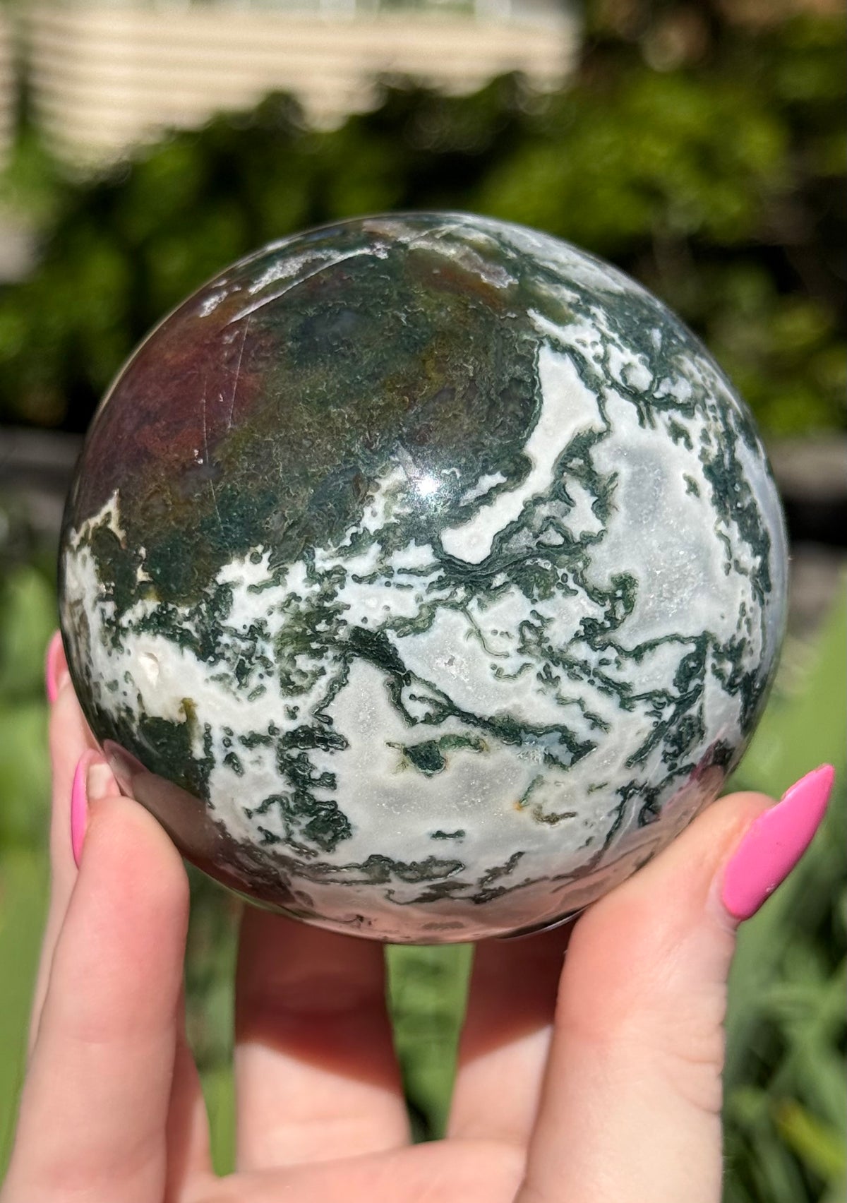 Moss Agate with Ocean Jasper Sphere