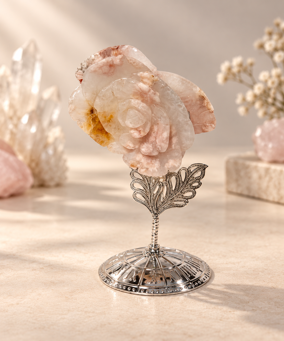 Flower Agate Flower on Stand