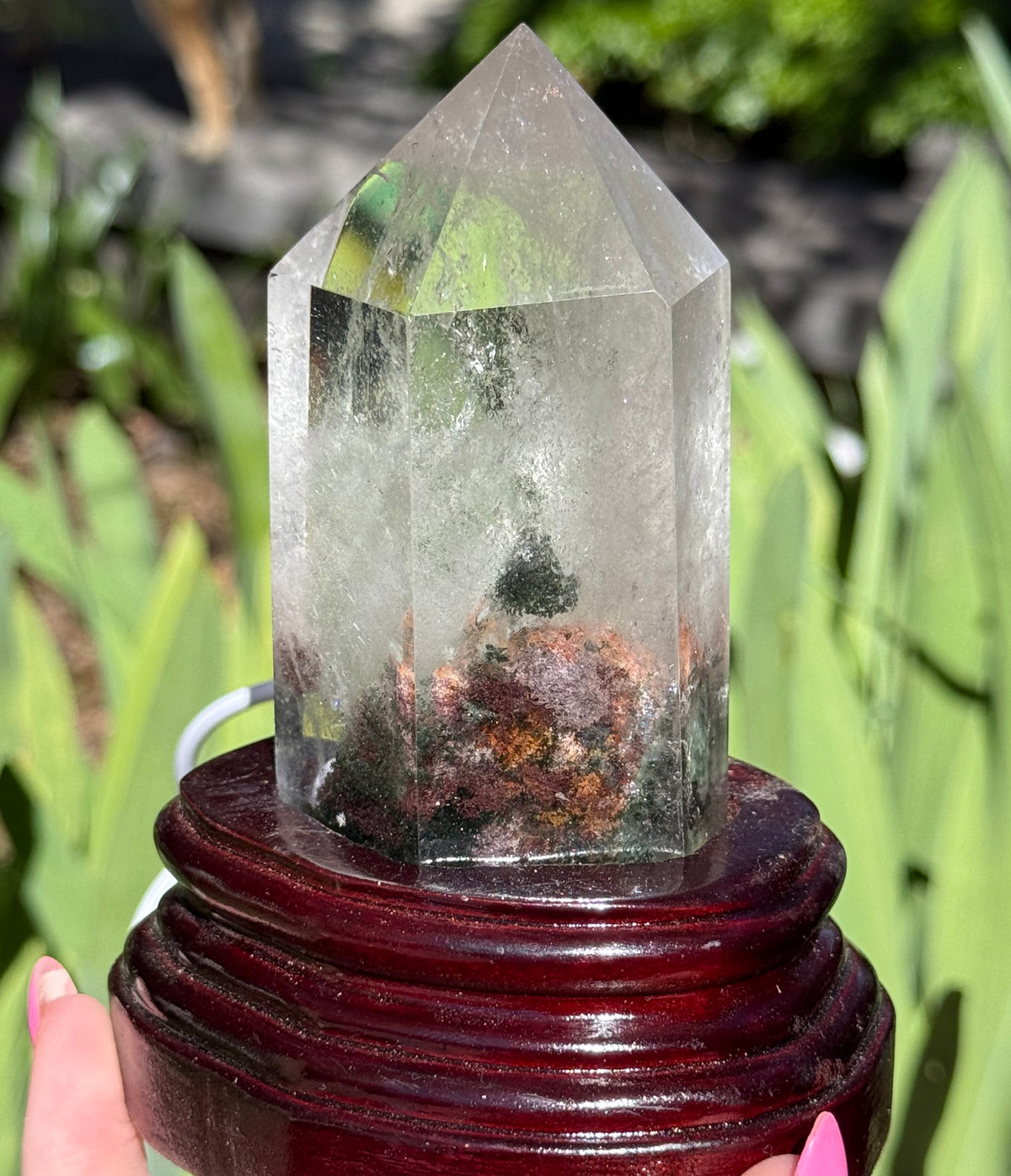 Garden Quartz Towers in custom light base