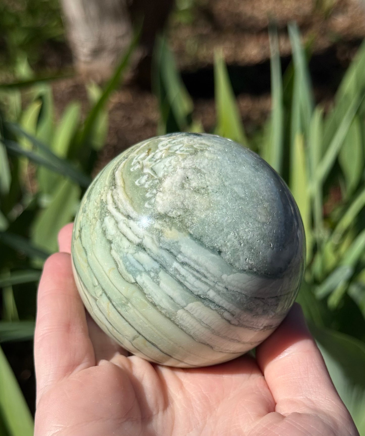 Banded Green Jasper Sphere