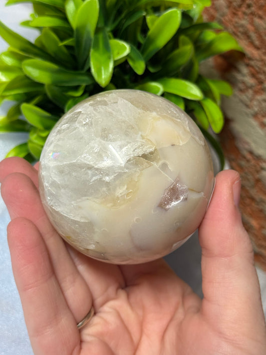 Brazil Agate with Quartz Sphere