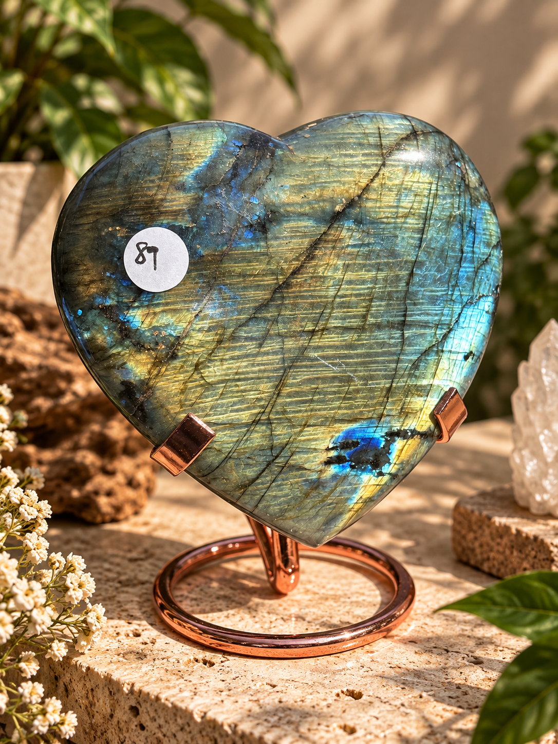 Labradorite Heart on Stand