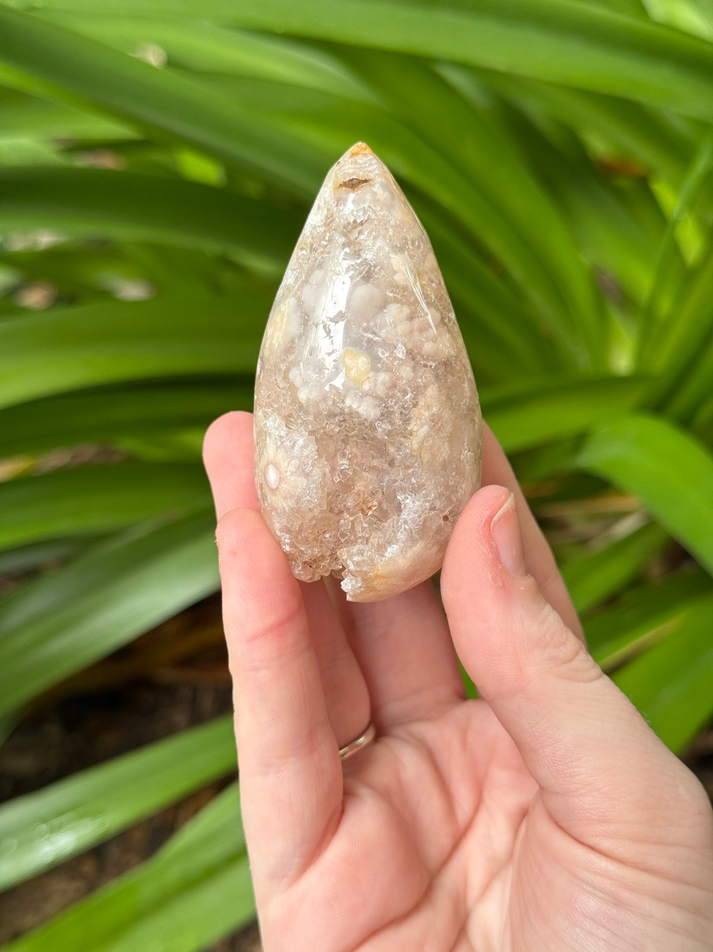 Pink Amethyst with Flower Agate Eggs