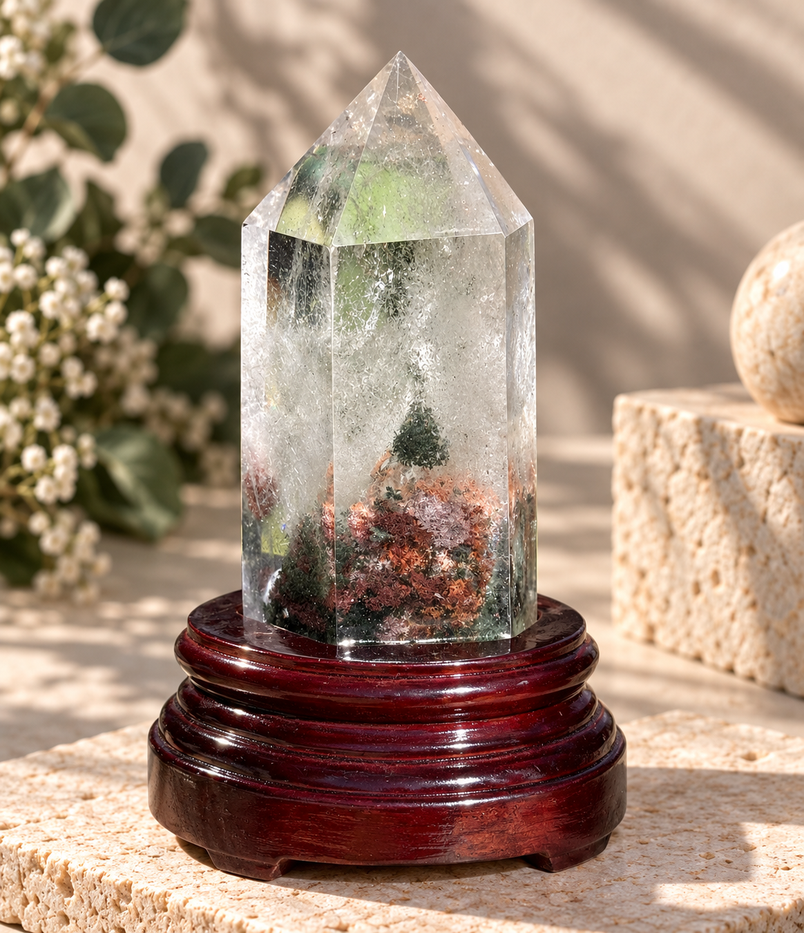 Garden Quartz Towers in custom light base