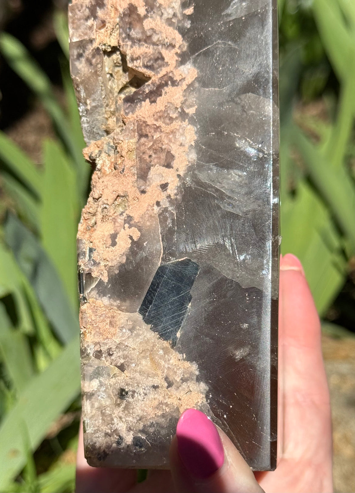 Smokey Quartz Tower with Green Tourmaline