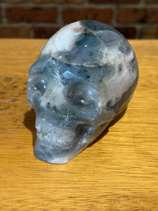 Moss Agate Skull