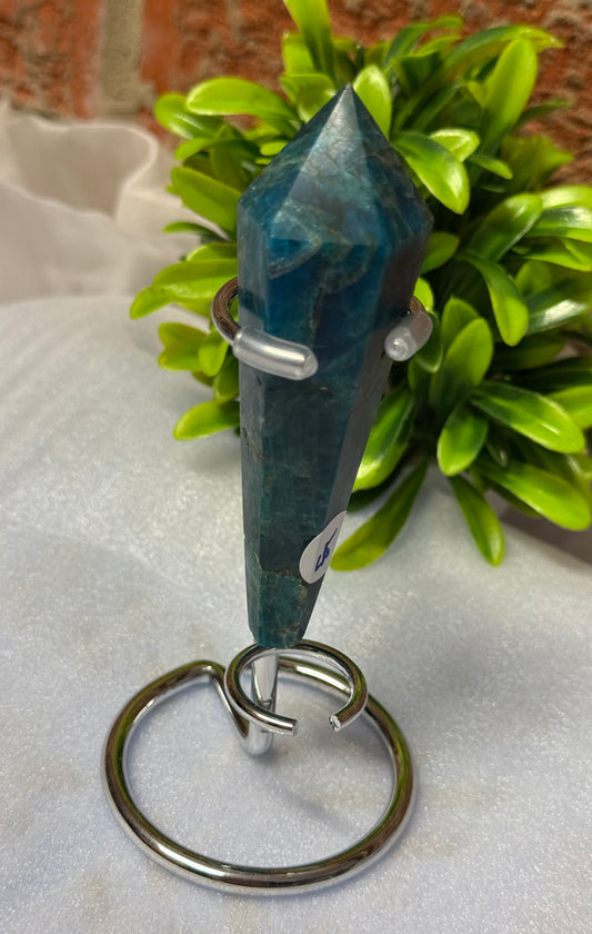 Blue Apatite Wands on stand