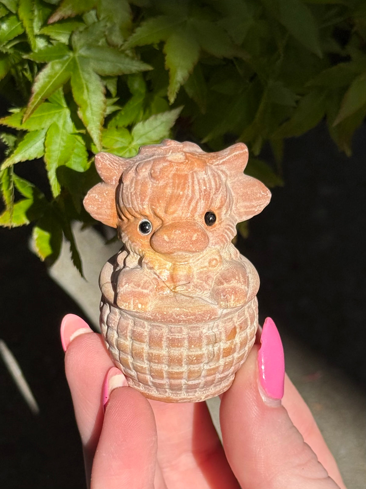 Highland Cow in Basket Carving