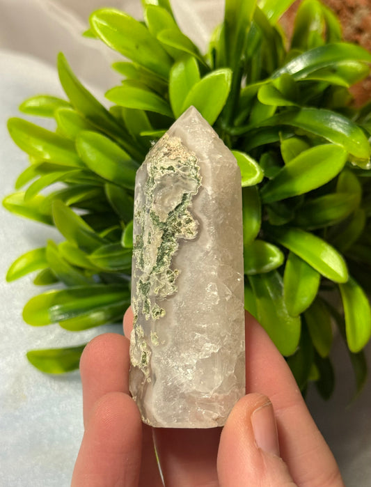 Moss Agate with Quartz Points