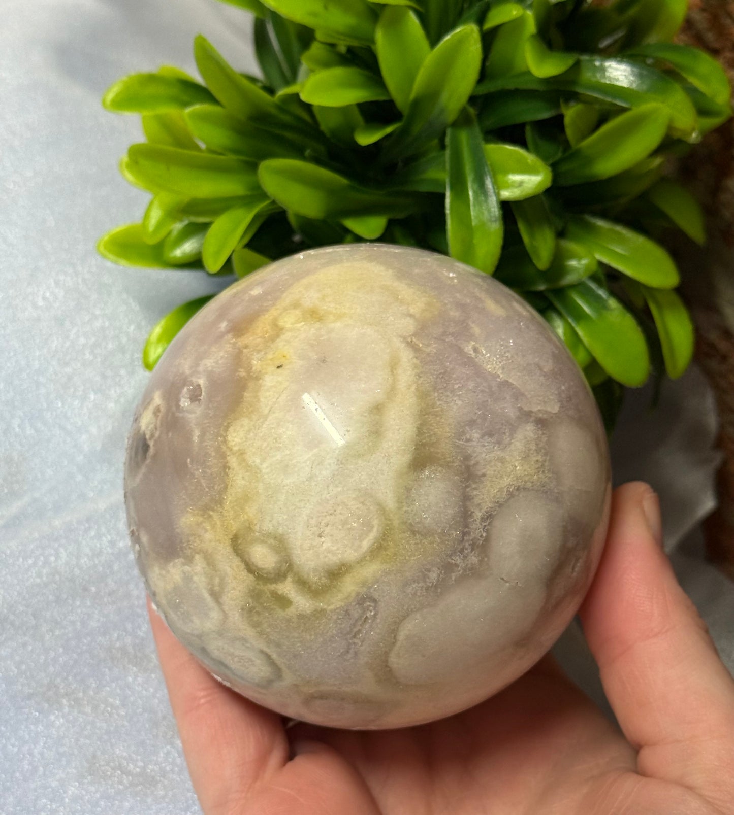 Pink/Purple Amethyst with Flower Agate Sphere