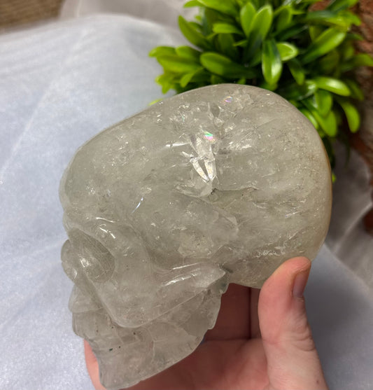 Brazil Quartz with Agate Skull