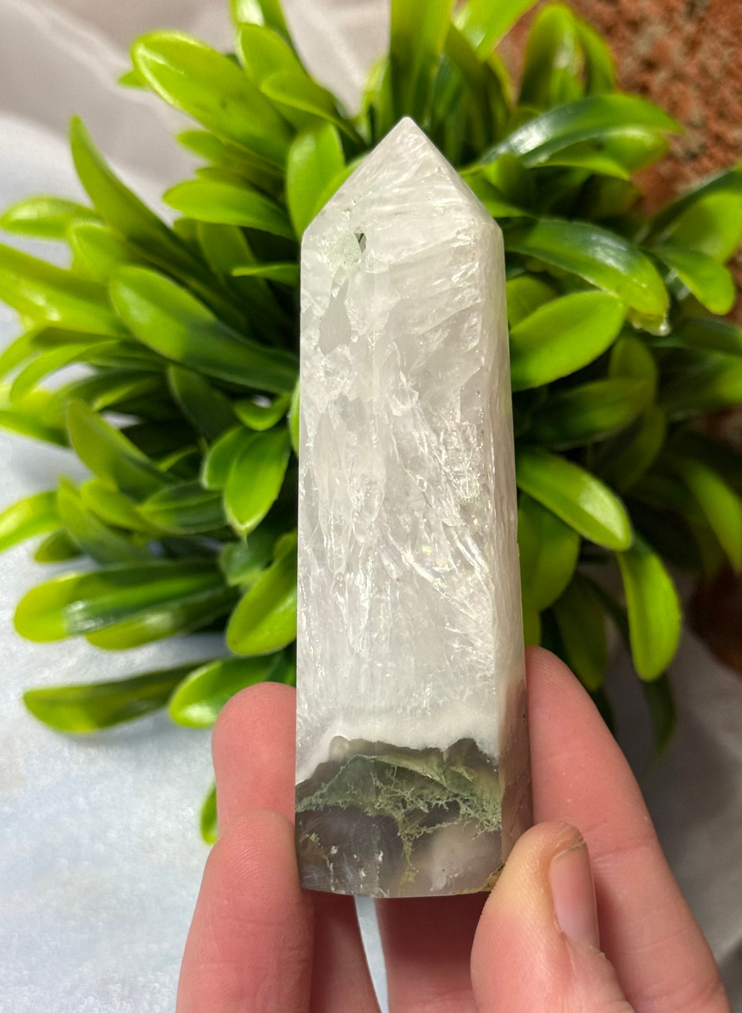 Moss Agate with Quartz Points