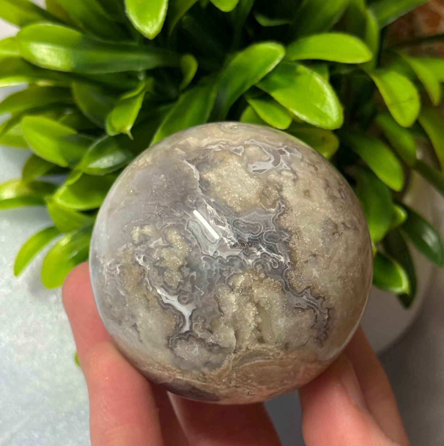 Blue Flower Agate Sphere