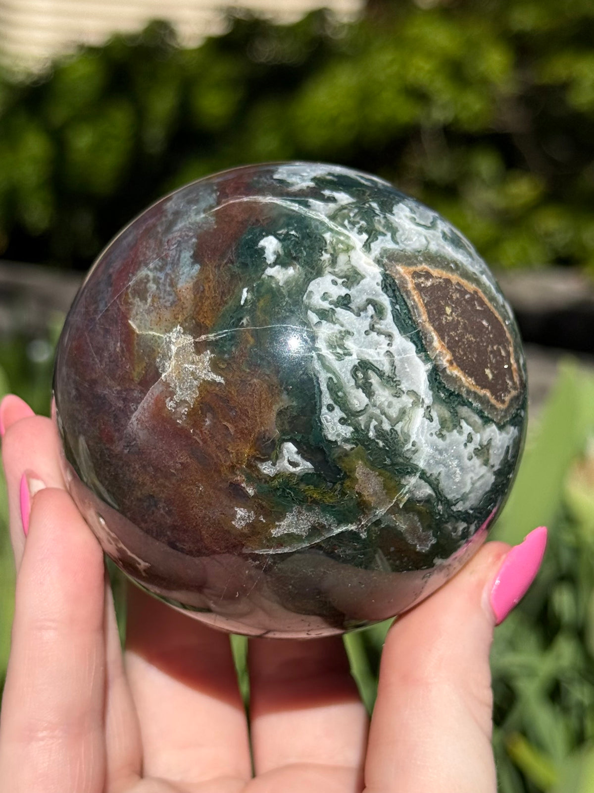 Moss Agate with Ocean Jasper Sphere