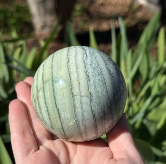 Banded Green Jasper Sphere