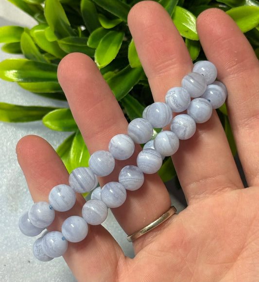 Blue Lace Agate Bead Bracelet