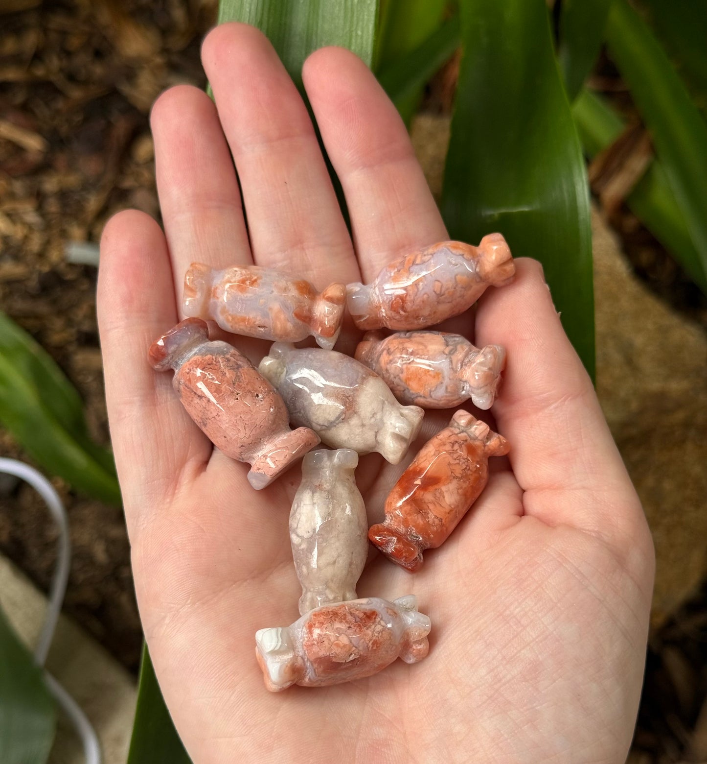Pink Agate Candy Carving