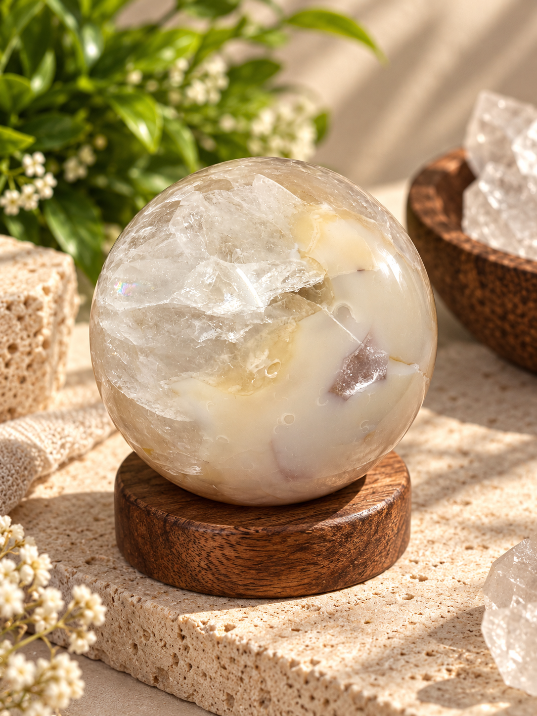 Brazil Agate with Quartz Sphere